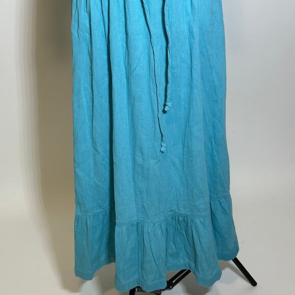 Denim & Company D & Co Blue Embroidered Floral Belted Maxi Dress Womens Small S - Picture 3 of 11